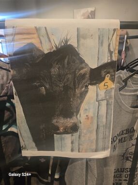 Farmhouse Cow Portrait Tea Towel - Black & Brown